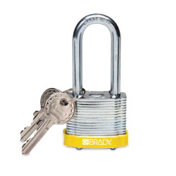 BRADY钢锁，2"，5cm，锁钩，锁芯互异，黄色，99539