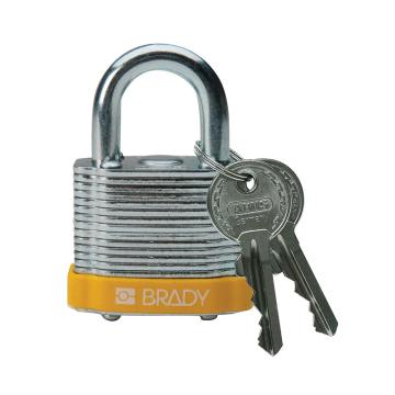 BRADY钢锁，0.75"，1.9cm，锁钩，锁芯互异，黄色，99512