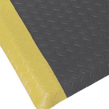 抗疲劳地垫，经济型铁板纹抗疲劳地垫，黑色+黄边，0.6m*1.5m*12mm(宽x长x厚）