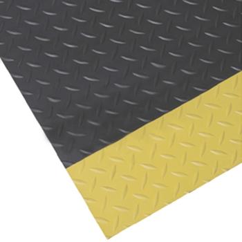 抗疲劳地垫，耐用型铁板纹抗疲劳地垫，黑色+黄边，1.2m*18m*12mm(宽x长x厚）