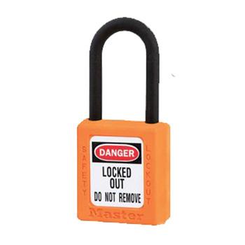 Master Lock 橙色XENOY工程塑料安全锁，塑料锁钩、绝缘、防磁、防电火花，406MCNORJ
