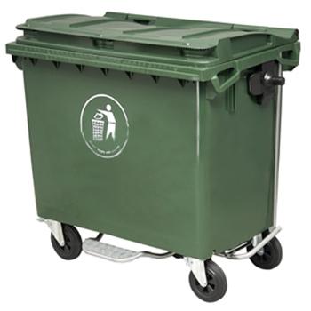 垃圾箱，四轮平盖移动垃圾箱，1100L，墨绿，仅限上海