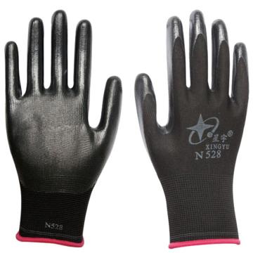 星宇 N528十三针彩尼龙丁腈手套，12副/打，黑色