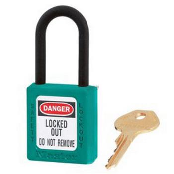 Master Lock 青色XENOY工程塑料安全锁，塑料锁钩、绝缘、防磁、防电火花，406MCNTEAL
