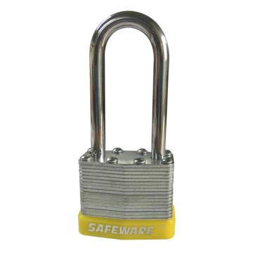 长梁钢制千层安全挂锁（黄）-钢制锁体及锁梁,锁梁Φ6mm,锁体长37mm,锁杆长度52mm