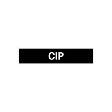 管道标识（CIP）-自粘性乙烯材料,表面覆保护膜,黑底白字,100×500mm，15404