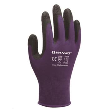 恒辉 13针紫涤纶掌浸乳胶出纹涂层手套，LA304，8号，10副/包