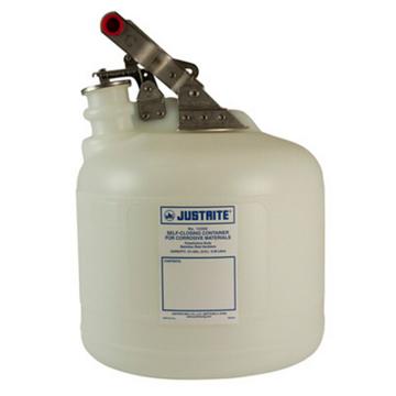 JUSTRITE/杰斯瑞特 自动关闭式聚乙烯废物罐（配有不锈钢部件），2.5加仑/9.5升，12260
