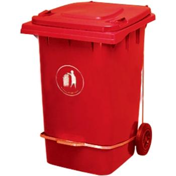 垃圾桶，脚踏式两轮移动垃圾箱，360L，红