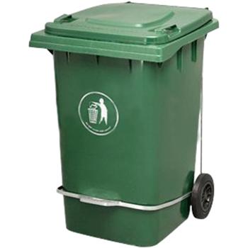 垃圾桶，脚踏式两轮移动垃圾箱，360L，墨绿