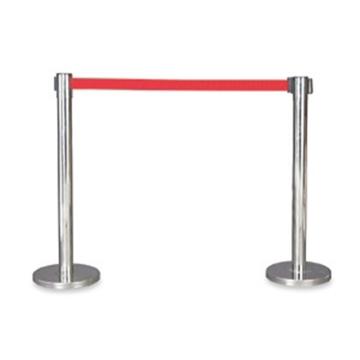 国产不锈钢伸缩护栏，红色护栏带，带长2m，高910mm，直径63mm