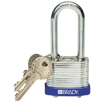 BRADY钢锁，2"，5cm，锁钩，锁芯互异，蓝色，99528
