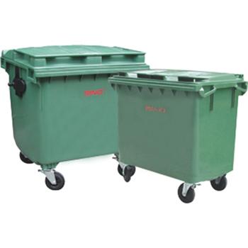 垃圾箱，四轮移动平盖塑料垃圾箱，660L，墨绿，仅限上海