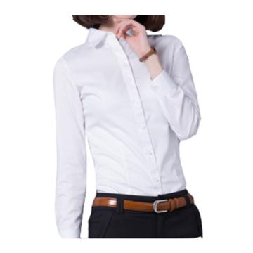 女士斜纹长袖工作服，白色，M，160