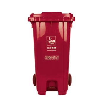 垃圾桶，中间踏板式移动垃圾箱，240L，红