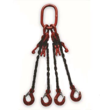 多来劲，80级四腿链条索具，6.7T×2m（总长），羊角带舌吊钩，带链条调节器