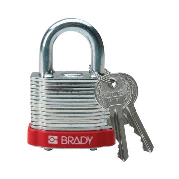 BRADY钢锁，0.75"，1.9cm，锁钩，锁芯互异，红色，99500
