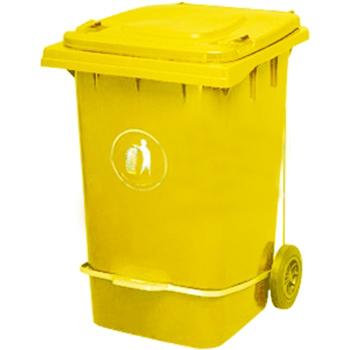 垃圾桶，脚踏式两轮移动垃圾箱，360L，黄