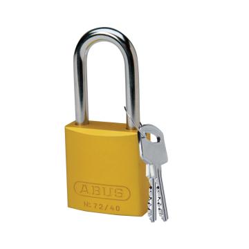 BRADY铝锁，1.5"，3.8cm，锁钩，锁芯互异，黄色，99618