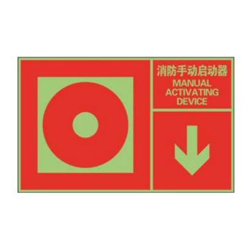 左右款消防安全标识（消防手动启动器）-中/英,自发光板,400×250mm，20107