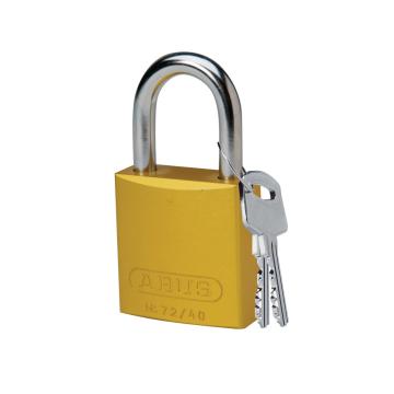 BRADY铝锁，1"，2.5cm，锁钩，锁芯互异，黄色，99611