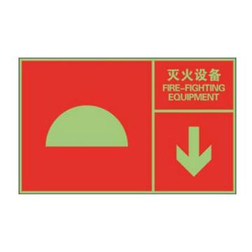 左右款消防安全标识（灭火设备）-中/英,自发光板,400×250mm，20111