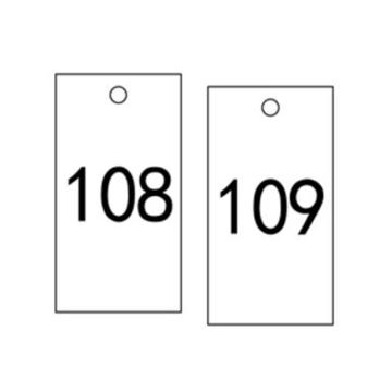 塑料号码吊牌-长方形,25.4×76.2mm,白底黑字,号码从101到200,100个/包，14887