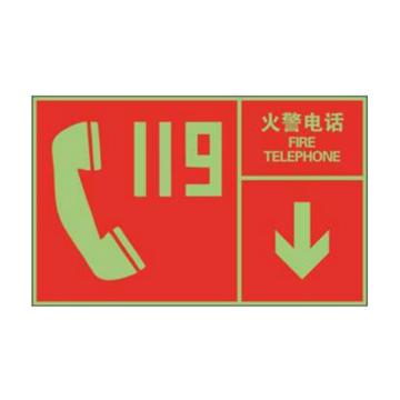 左右款消防安全标识（火警电话）-中/英,自发光板,400×250mm，20113