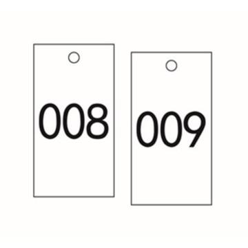 塑料号码吊牌-长方形,25.4×76.2mm,白底黑字,号码从001到100,100个/包，14886