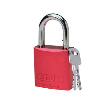 BRADY铝锁，1"，2.5cm，锁钩，锁芯互异，红色，72/40