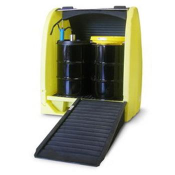 油桶存储柜，ENPAC 4桶式卷帘型油桶存储柜，带排水