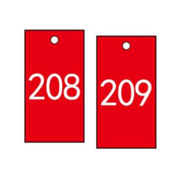 塑料号码吊牌-长方形,25.4×76.2mm,红底白字,号码从201到300,100个/包，14879