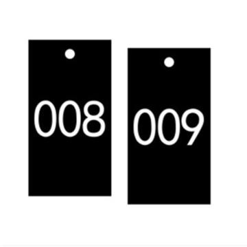 塑料号码吊牌-长方形,25.4×76.2mm,黑底白字,号码从001到100,100个/包，14883
