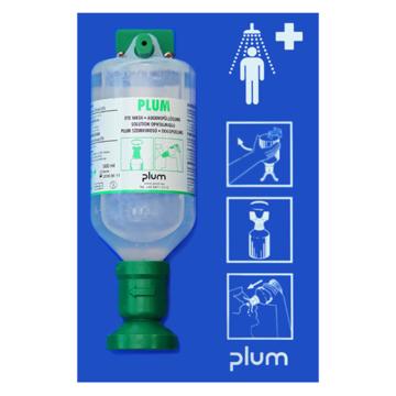 Plum洗眼液套装，含2瓶弱酸、弱碱、颗粒物、粉尘洗眼液，16盎司（500ml）+单瓶挂板，4696