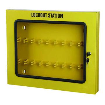 锁具管理箱（空箱）-黄色粉末喷涂钢板,透明箱门可上锁,560×460×70mm，14738