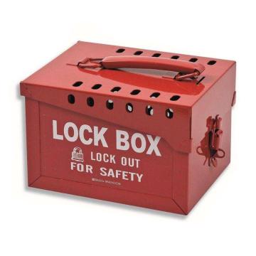 BRADY 便携式金属挂锁箱，红色，标准，可容纳40把挂锁，65699