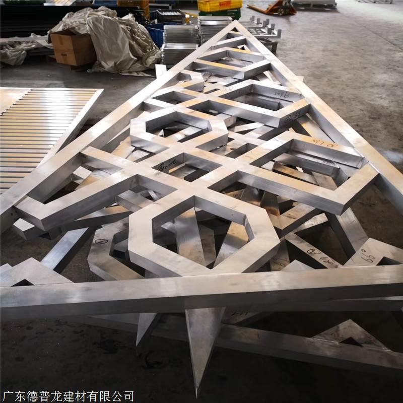 中式餐厅门头铝花格定制 木纹铝窗花厂家批发缩略图