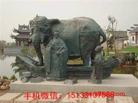 曹冲称象铜雕塑，三国时期铜雕塑