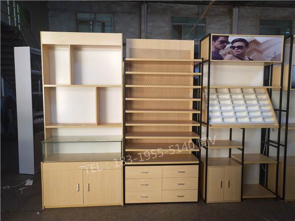 津南CAPONI/眼镜柜台厂家木纹免漆板眼镜展架