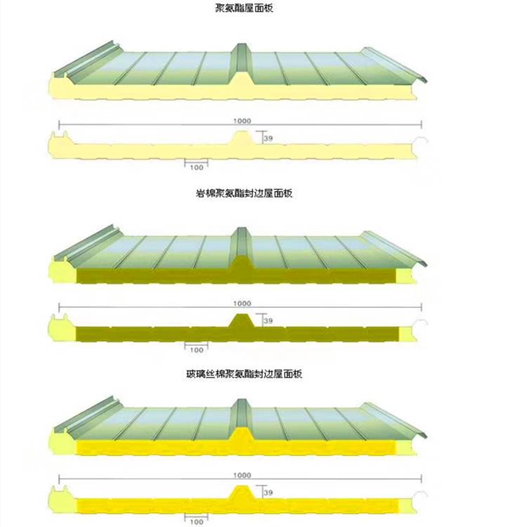 彩钢聚氨酯复合板 聚氨酯封边岩棉复合怀柔区厂家供应中汇钢构