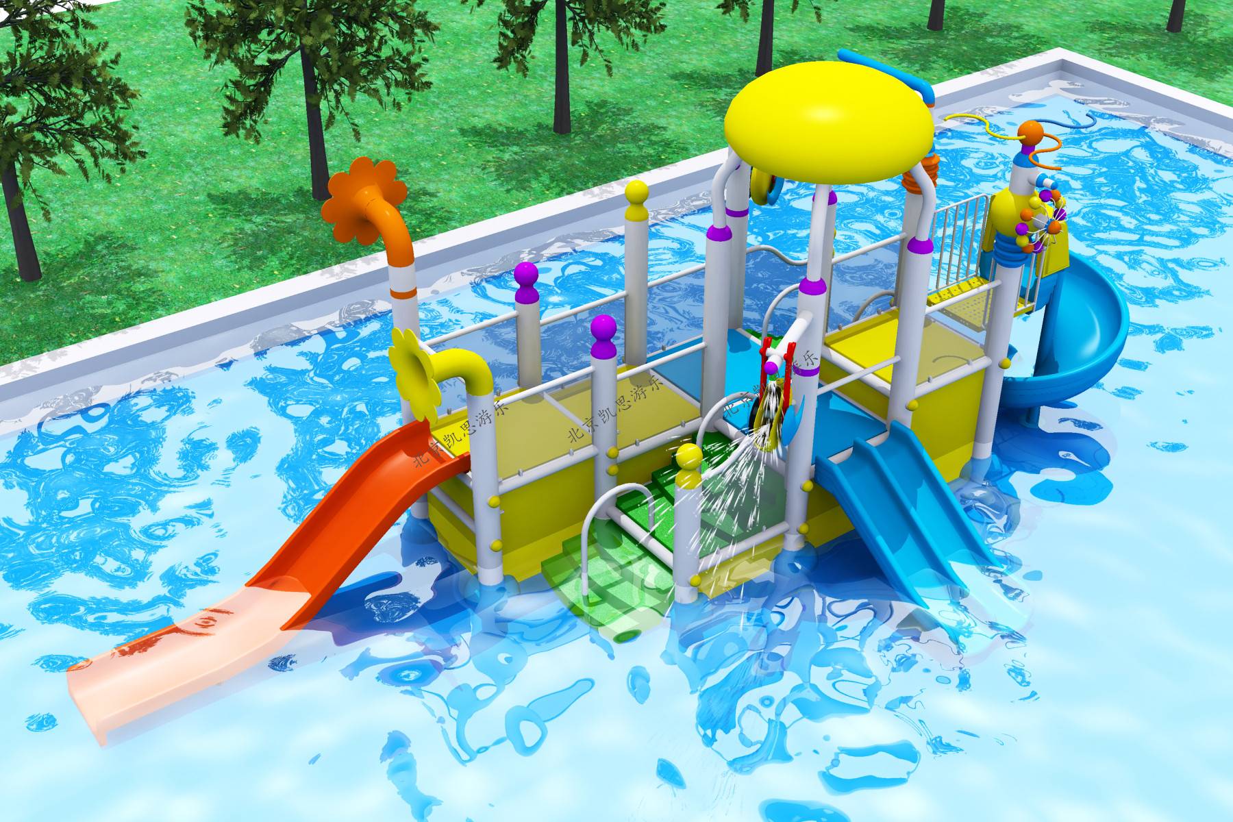 水上滑梯水上乐园游乐设备亲子水寨水屋儿童乐园戏水小品