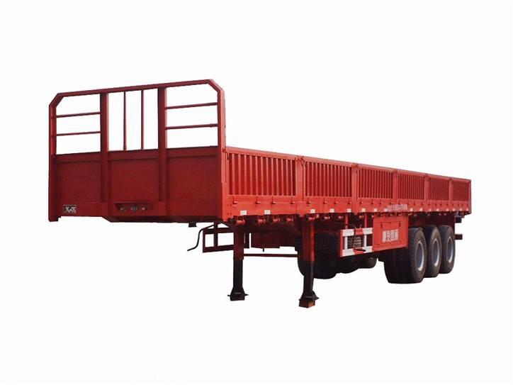 13.75米50t载重平板运输挖机半挂车拉挖机重型全挂平板拖车价格凌
