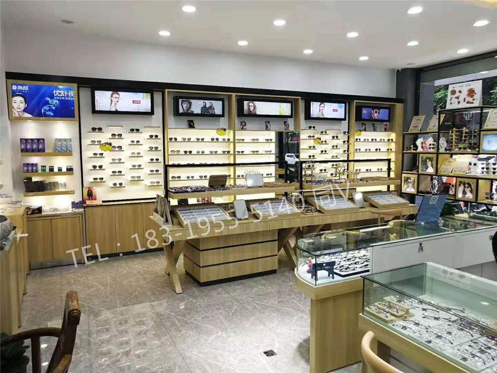 河南新乡多层格子太阳眼镜店货架/眼镜展示柜烤漆展柜图片大全