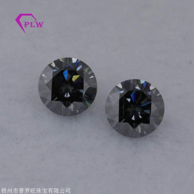 廠家批發(fā) 圓形黑色莫桑石 人工合成鉆 莫桑鉆黑鉆裸石 現(xiàn)貨
