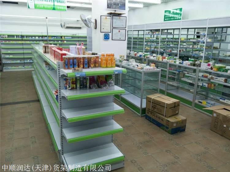 开封货架超市货架便利店货架钢木货架药店货架玻璃展柜