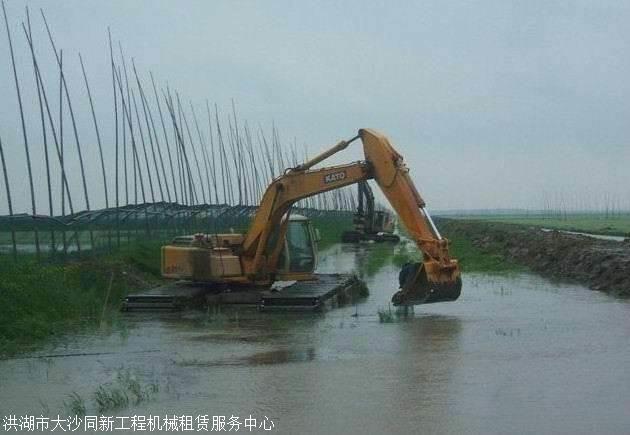 惠州水上挖掘机出租改装浮箱