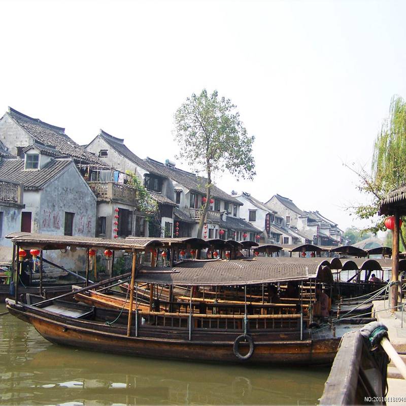 中式仿古旅游船江南水乡乌篷船木船