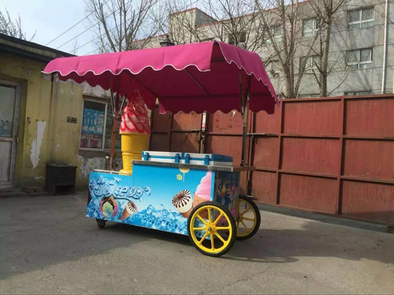 太阳能流动冰淇淋车|流动式冰淇淋手推车|无电流动冰淇淋售卖车