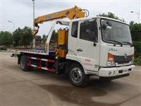 东风平板带吊一拖二清障车