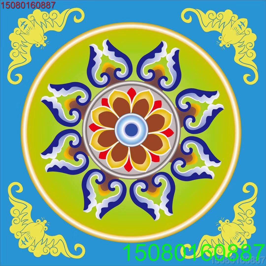 可定制pvc材质古建吊顶雕花天花板彩绘图案卧室古建寺庙佛中式建